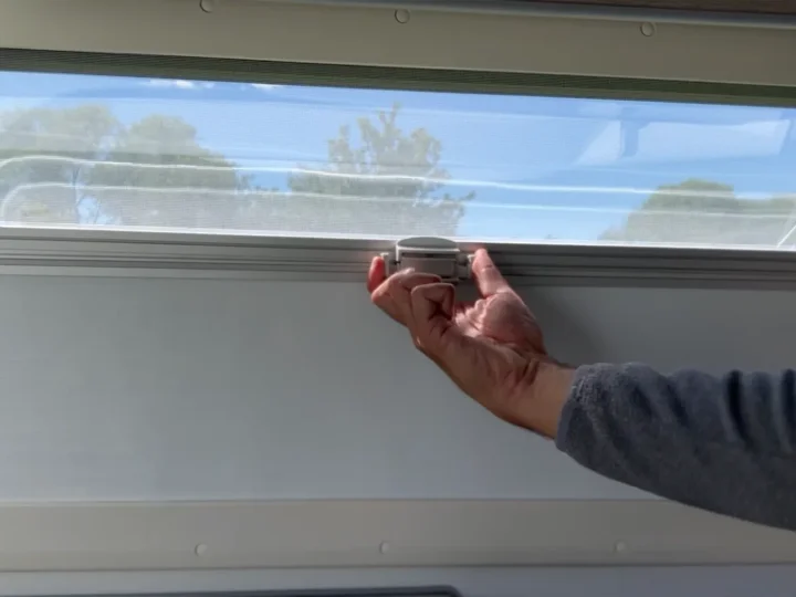 Side window with blinds