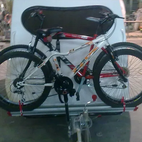 Front-mounted bike rack fitted to a Go-Pod caravan