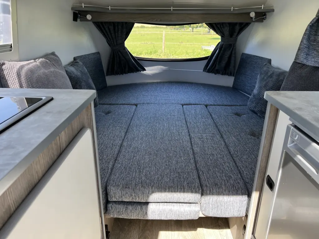 Go-Pod cushions arranged as a double bed