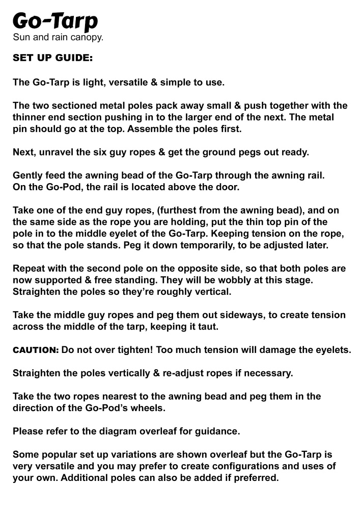 Go-Tarp instructions
