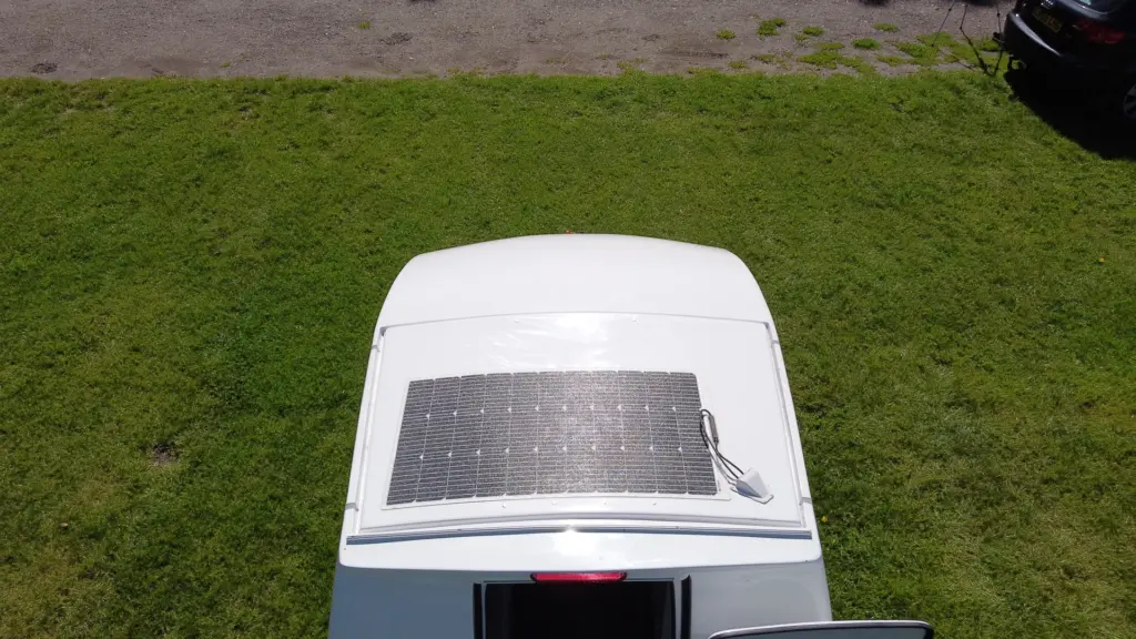 Solar panel viewed from above on a Go-Pod roof